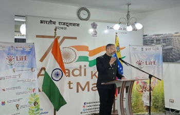 Advocacy event was organized at the Embassy today for the promotion of various elements of Mission LiFE. Amb. Abhishek Singh made a presentation on the individual LiFE actions followed by an interaction.